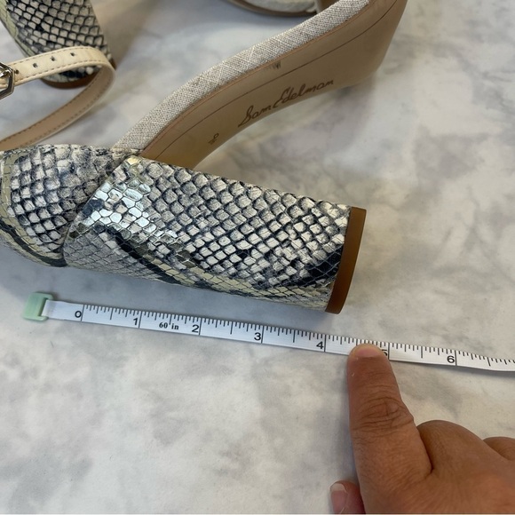 Sam Edelman Yaro Ankle Strap Snake Embossed and beige Block heel Sandal 9.5 - Picture 5 of 11